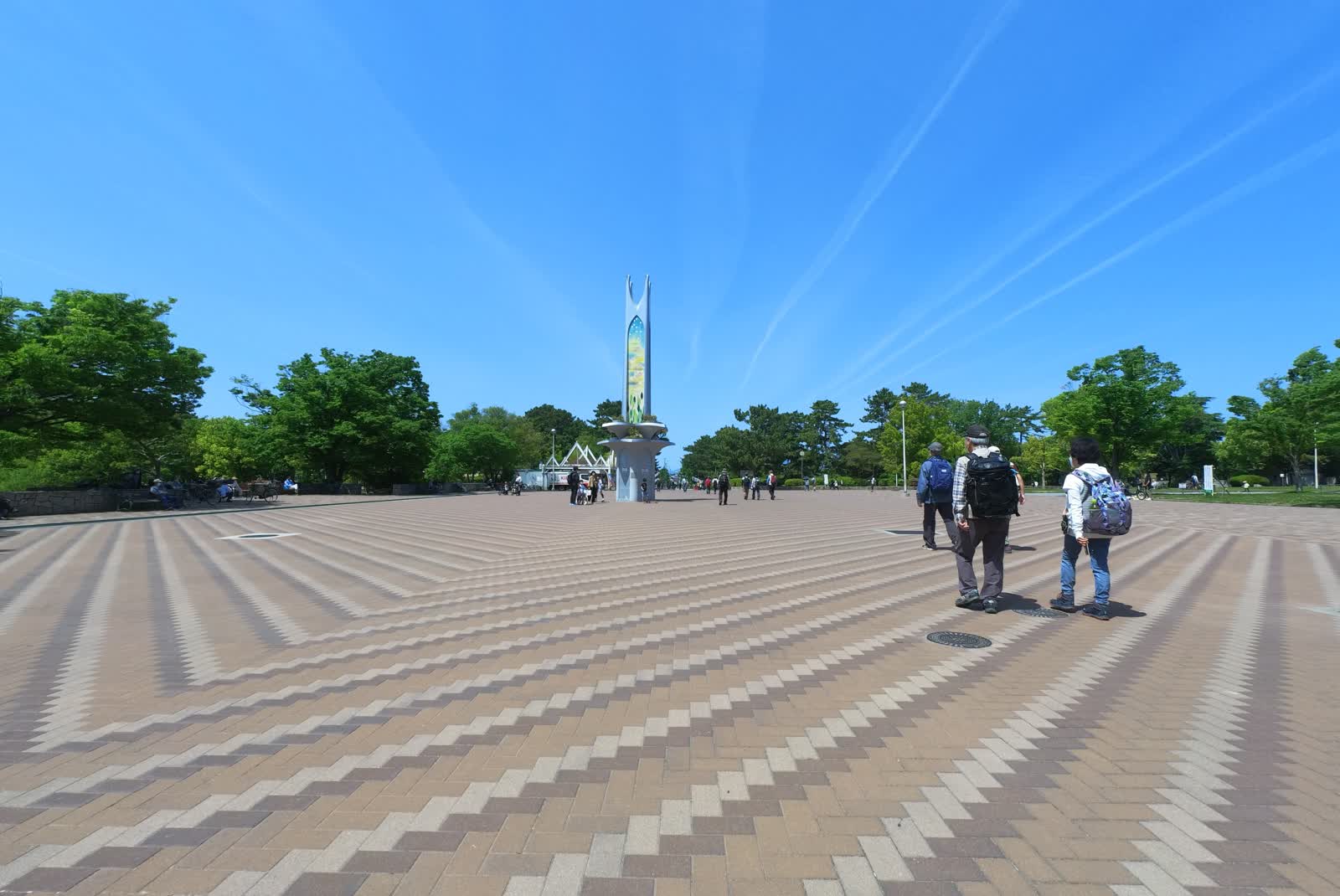 緑地公園を自転車で走る