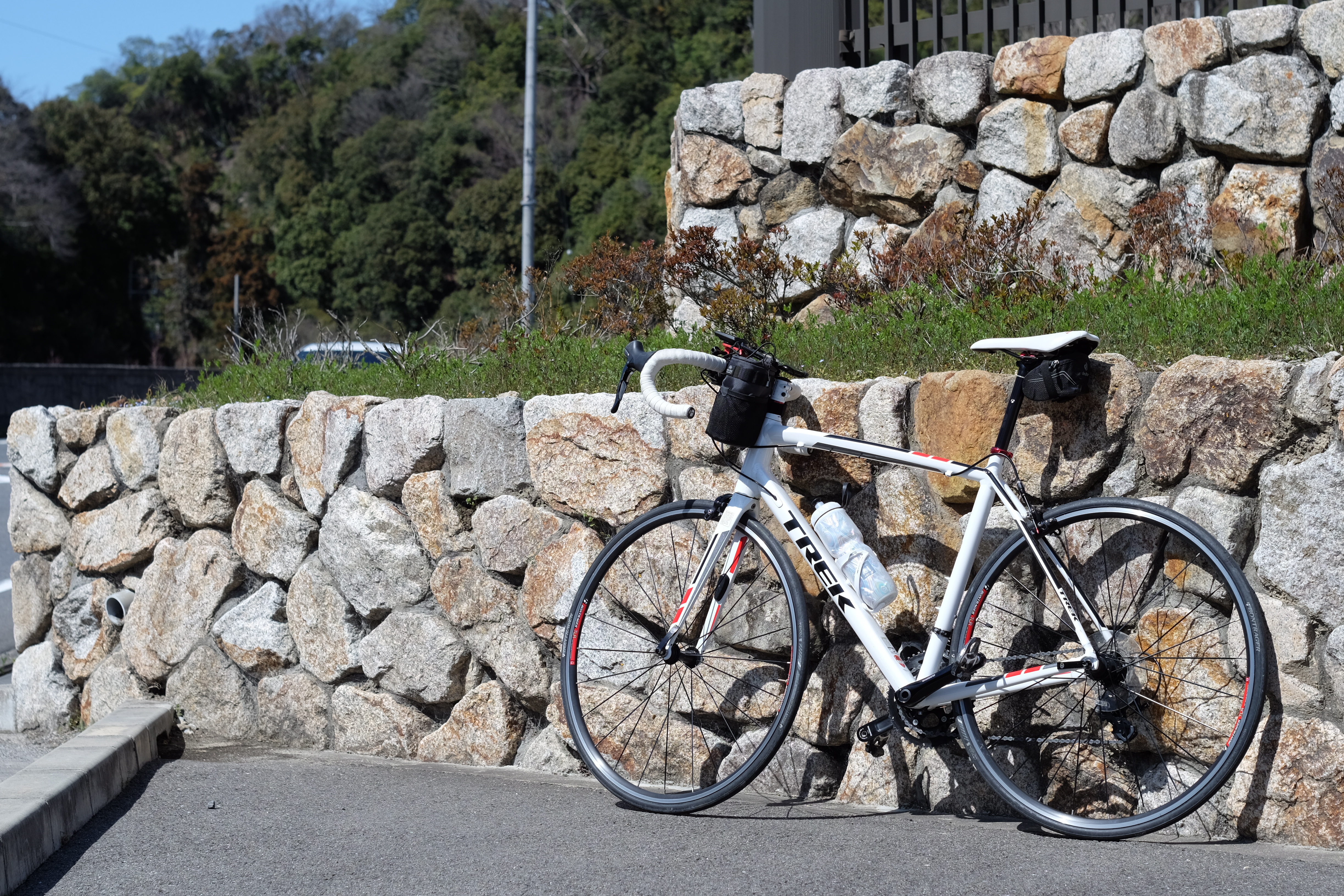 自転車を停めて休憩