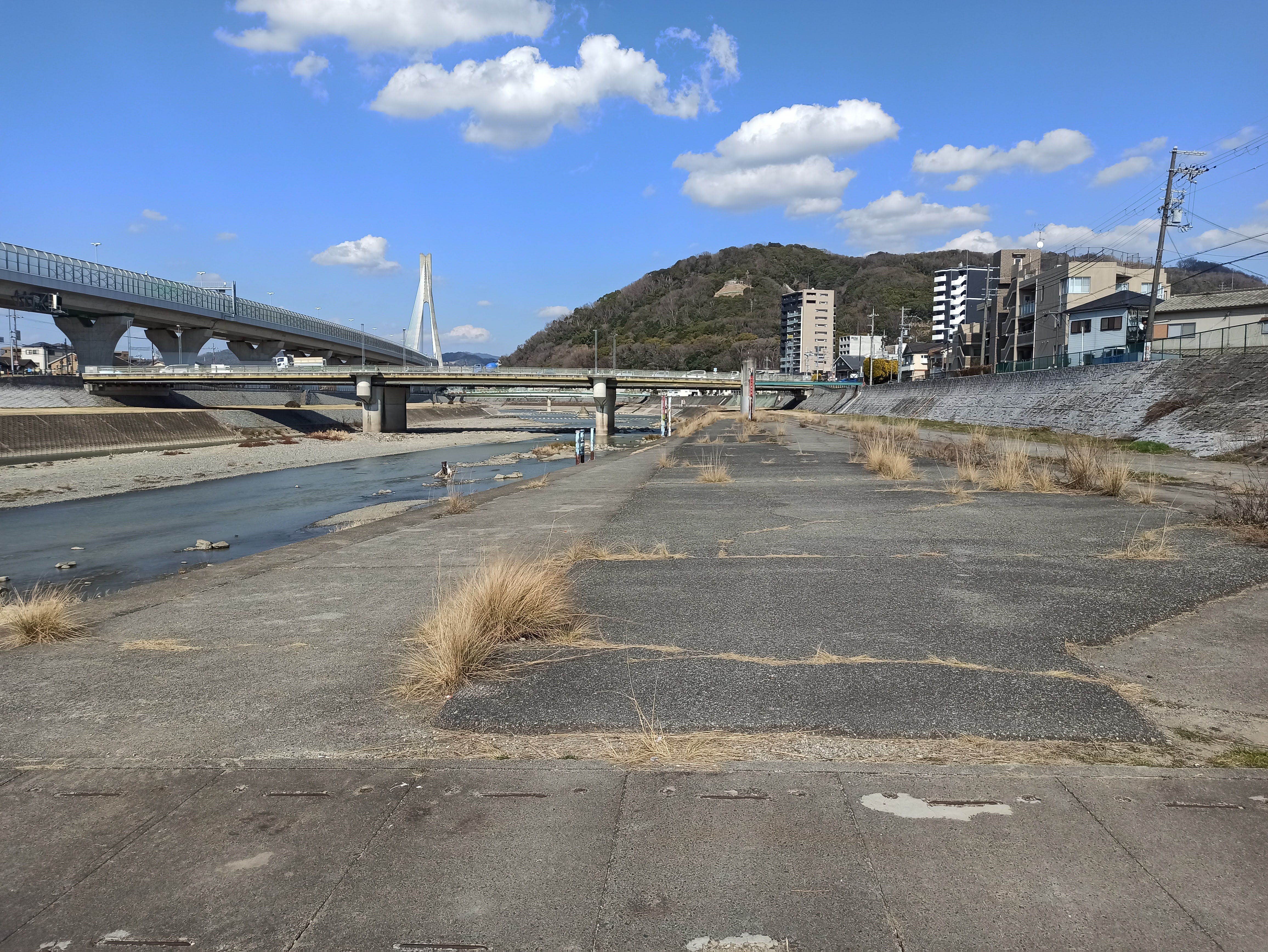 川沿いの道