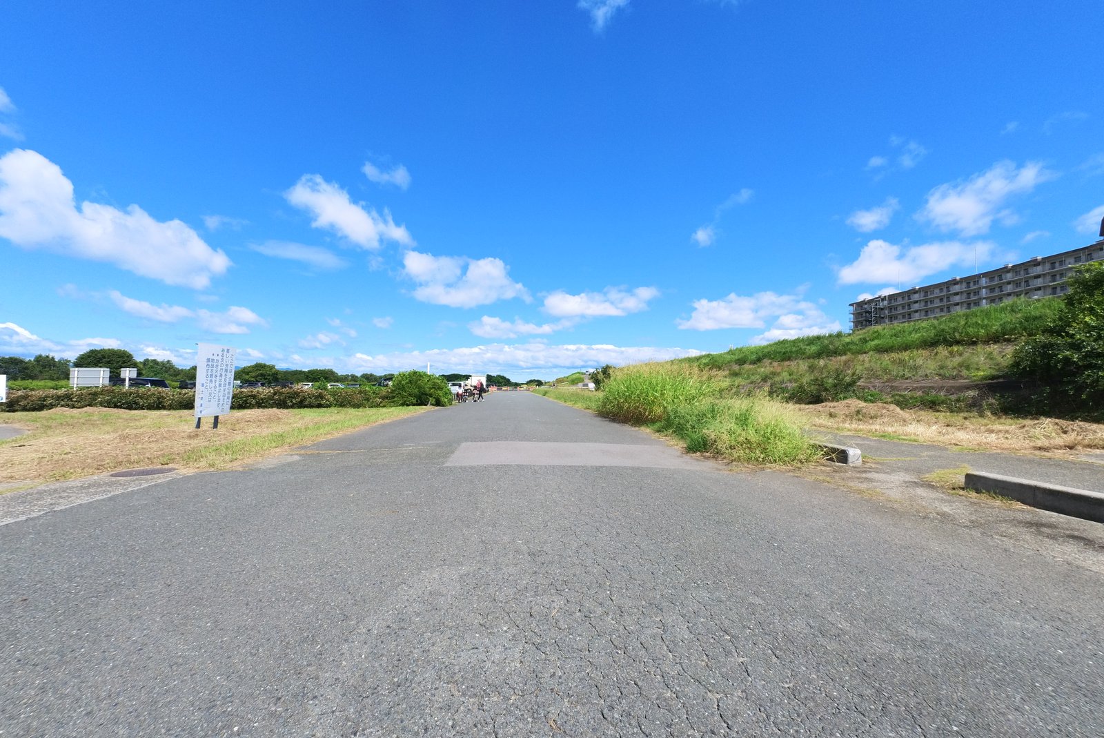 堤防の下を走る