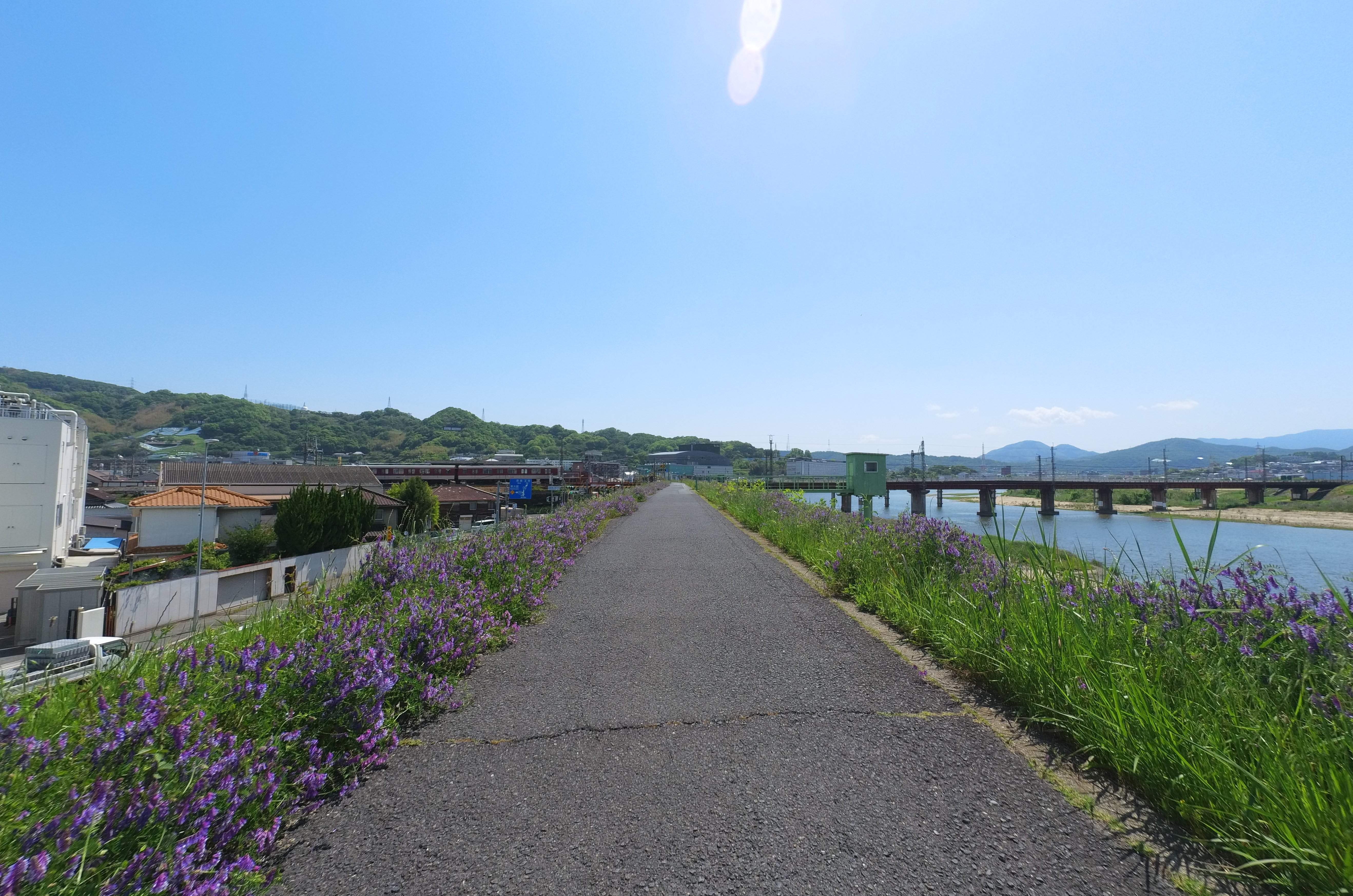 前方に線路