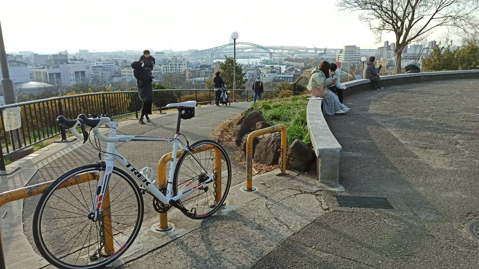 山頂からの眺めと自転車