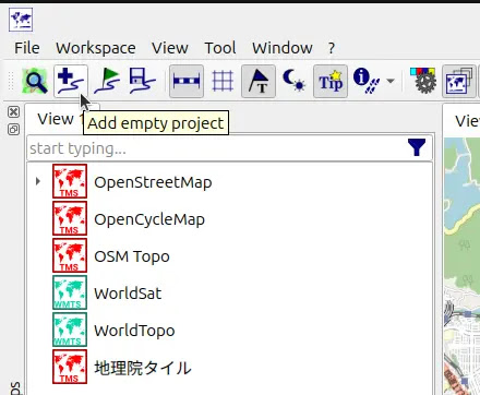 QMapShack Add empty projectボタン