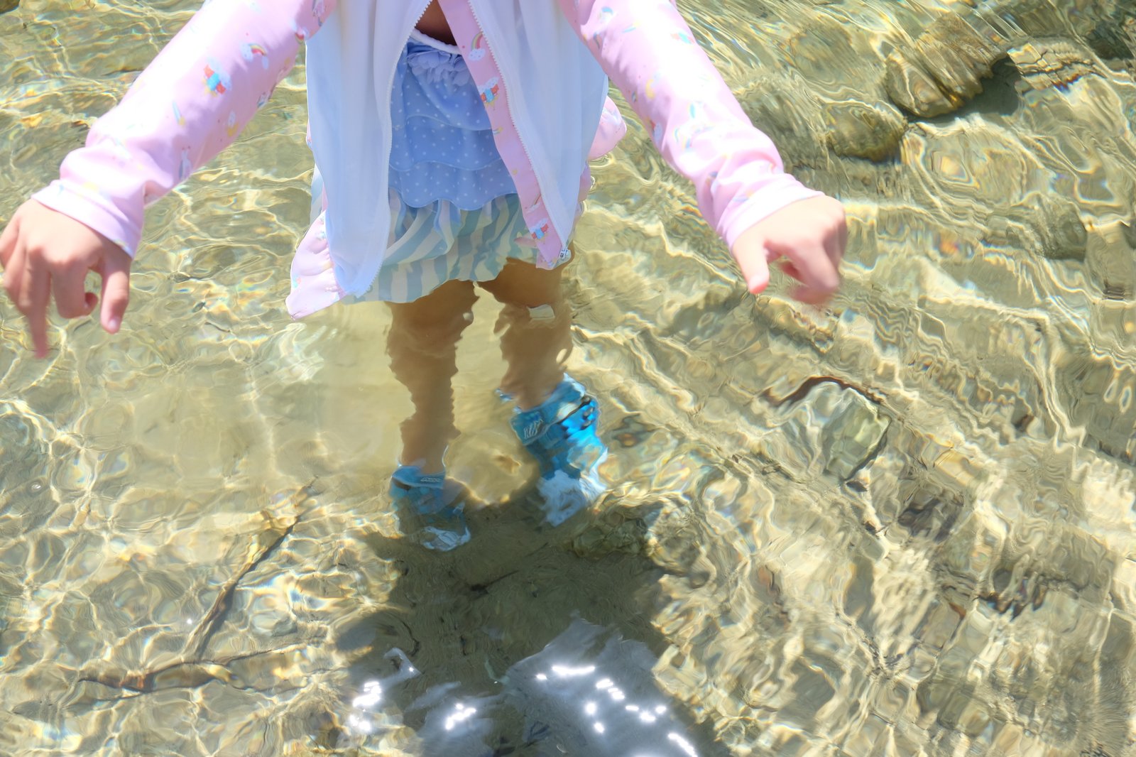 透き通る透明な川の水