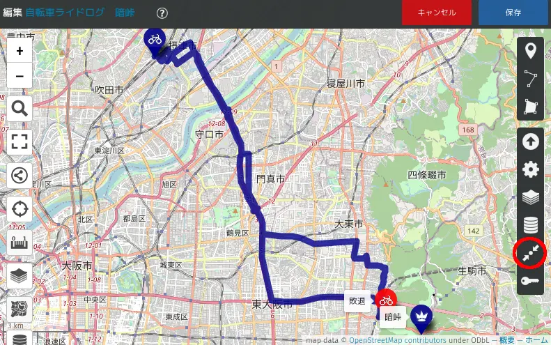 地図の中心、縮尺を調整