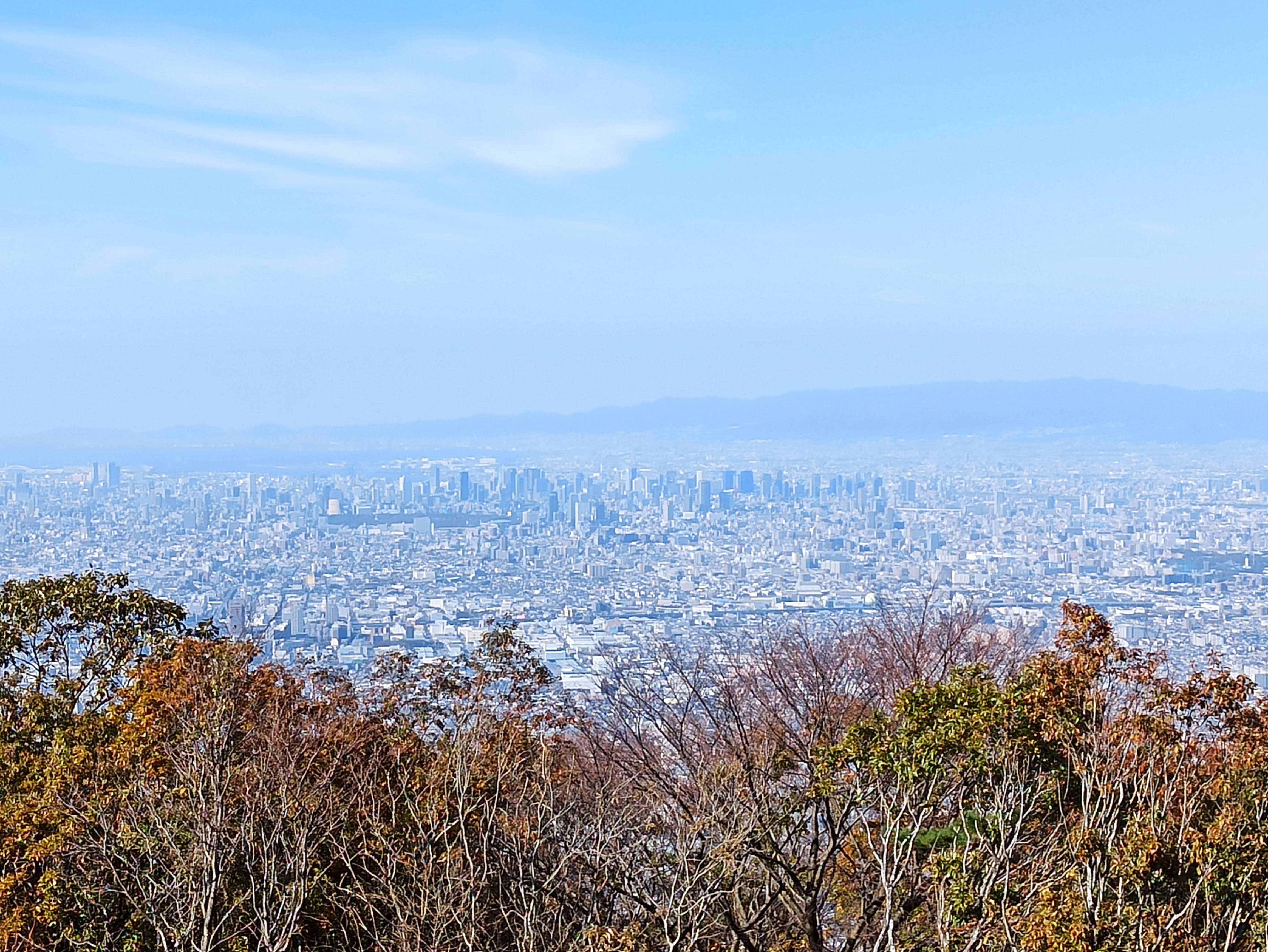生駒山上遊園地から大阪中心部を望む