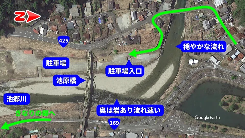 池郷川川遊びスポットマップ