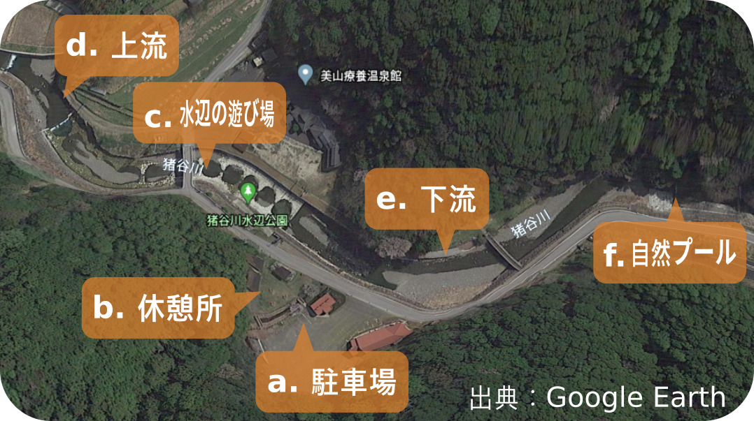 猪谷川水辺公園のマップ