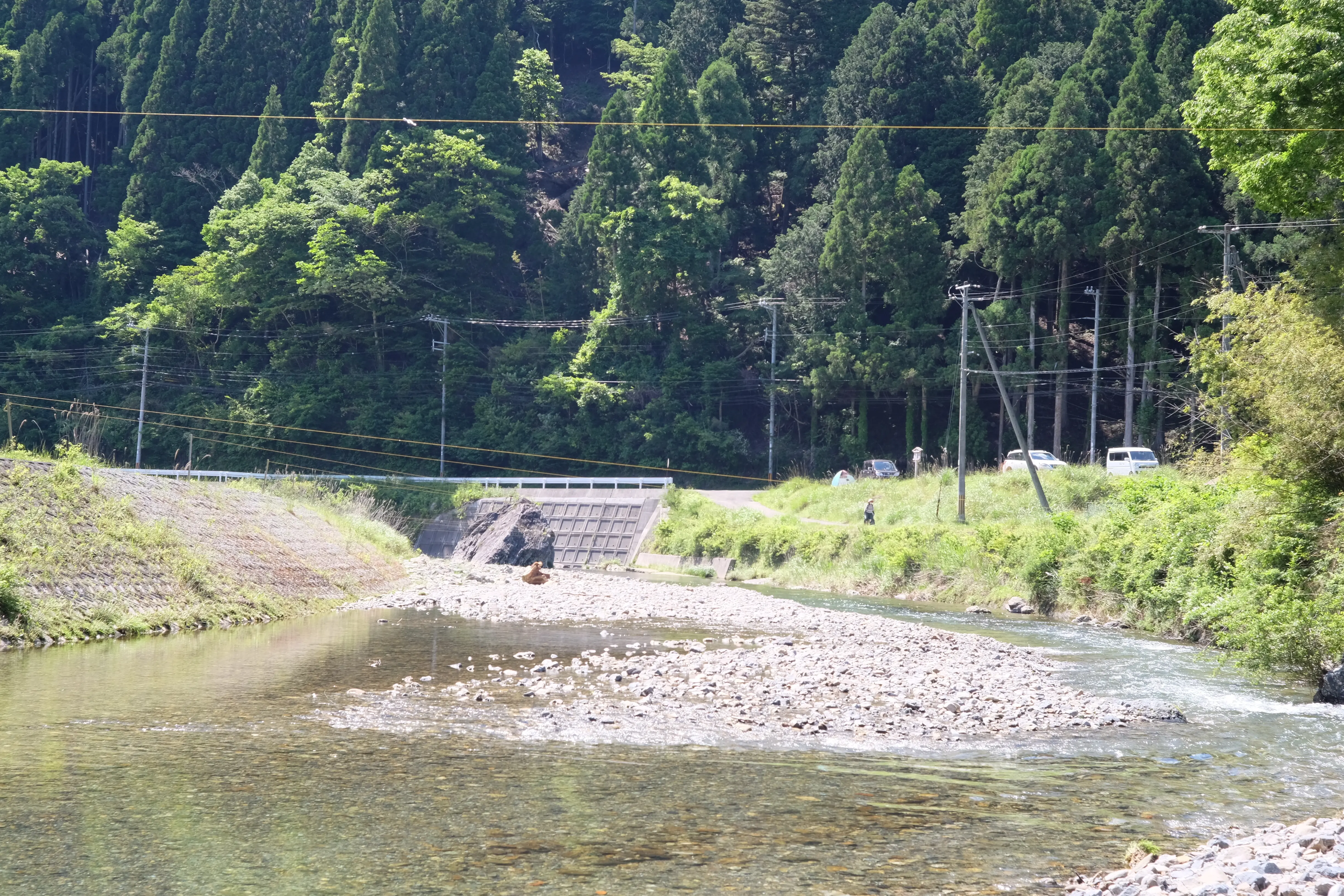 下流側を見る