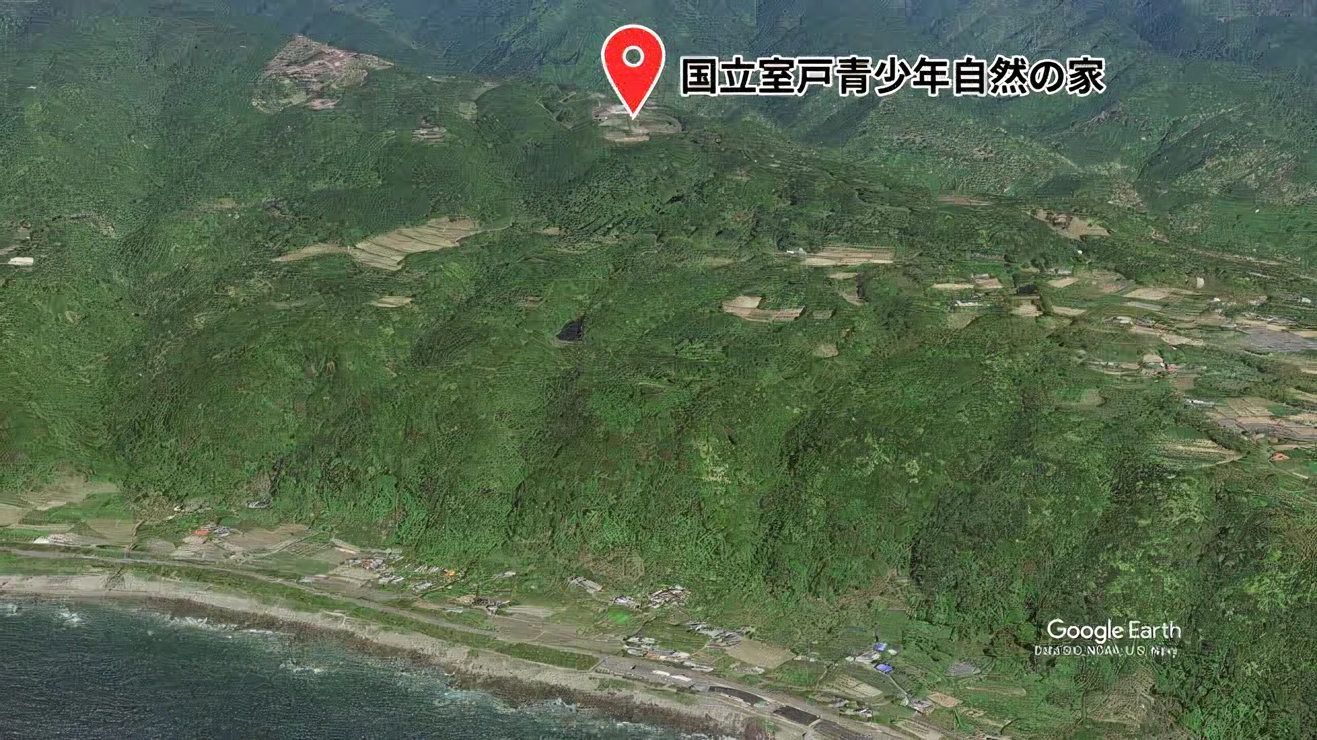 室戸岬 国立室戸青少年自然の家付近の地形衛星画像