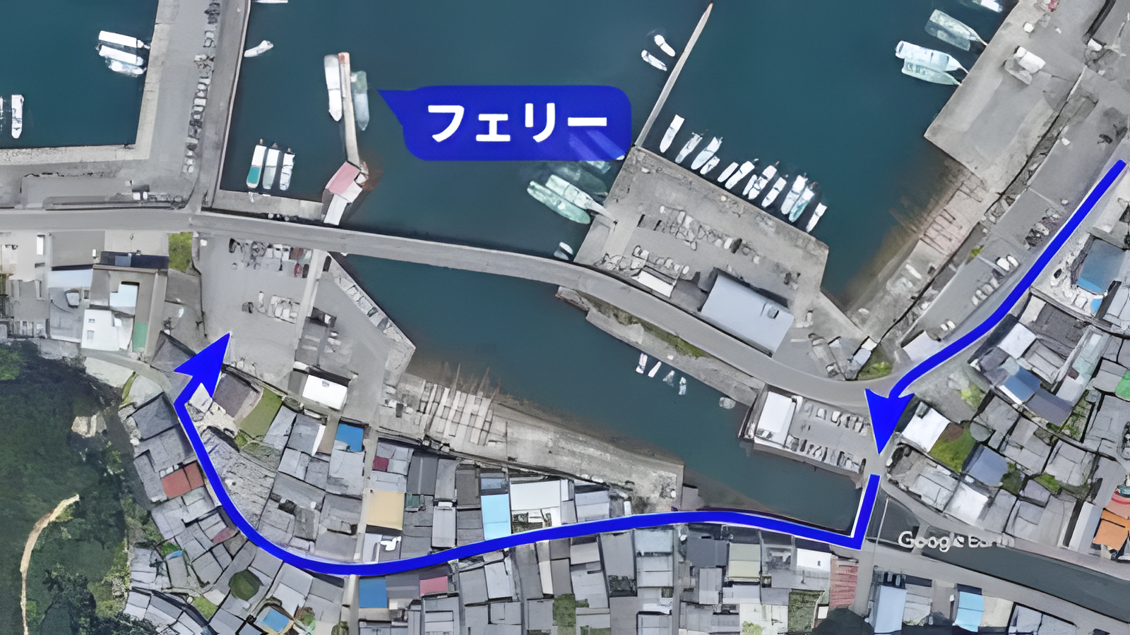 フェリー乗り場駐車場への道