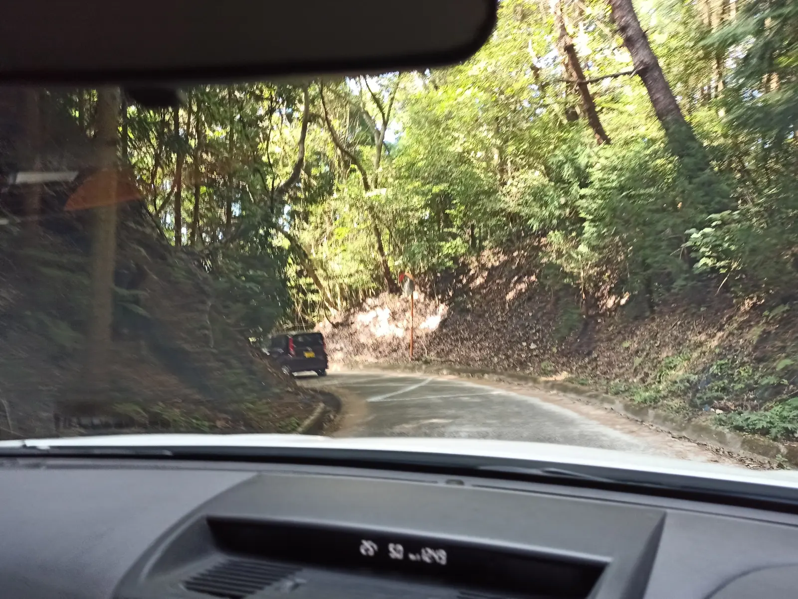 狭い山道を車で走る